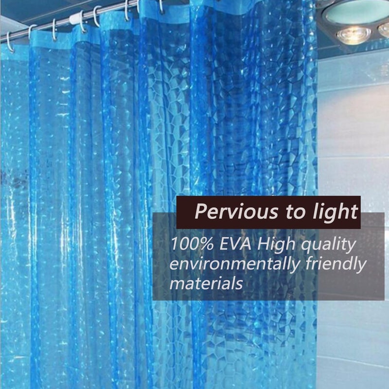 TIKABC Shower Curtain Liner, 4G EVA Blue Water Cube Shower Liner, Plastic Waterproof Shower Curtains, 72x72 inch with Grommet Holes 3 Magnetic Weights - Image 2